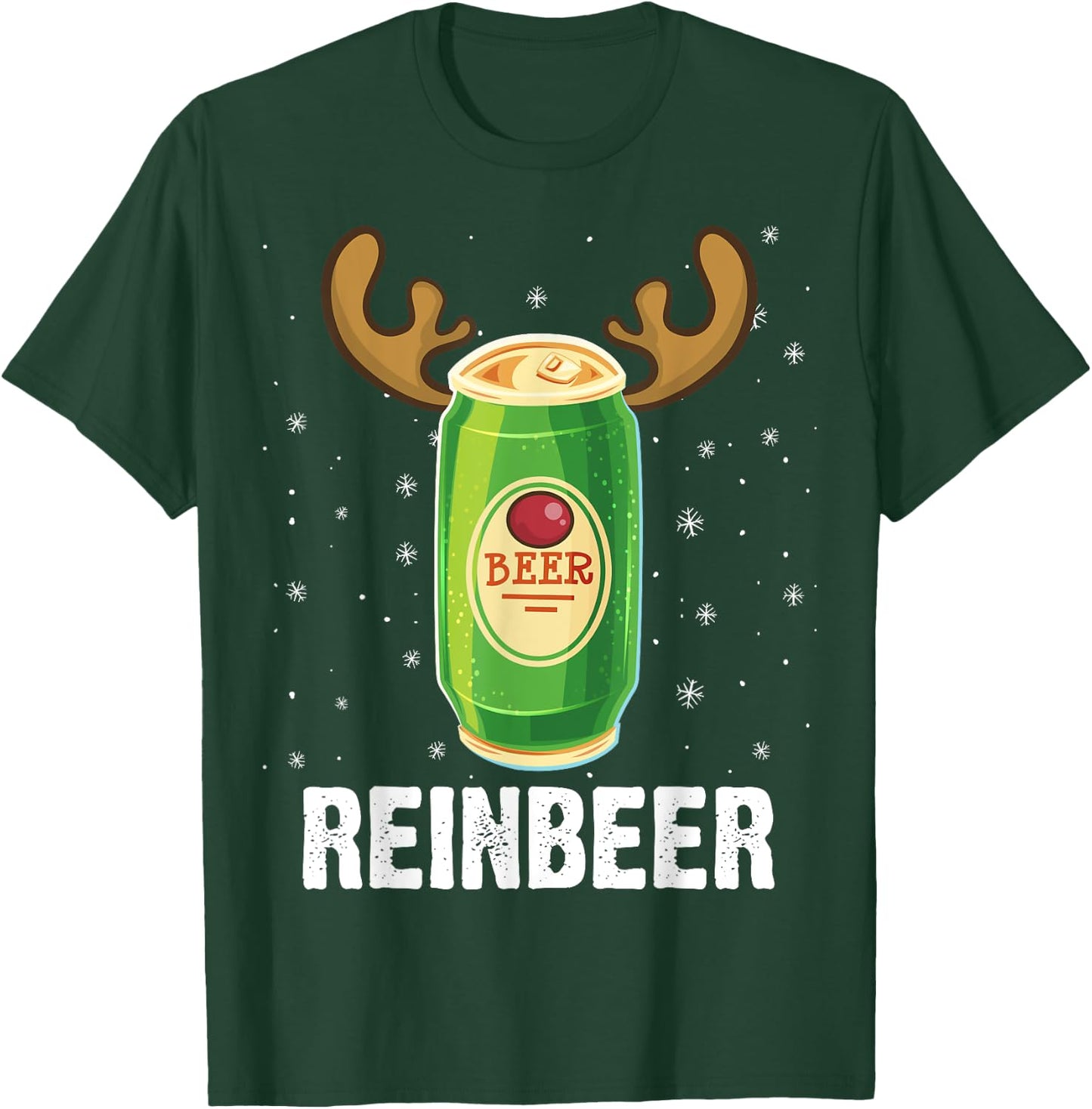 Funny Christmas Reindeer Beer Pun Xmas T-Shirt - T-Shirt | Forest