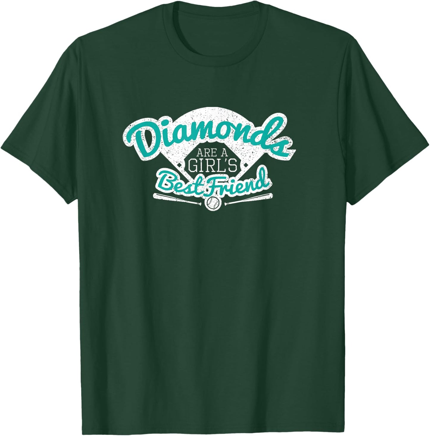 Softball Diamonds are a Girl's Best Friend shirt gift teal T-Shirt - T-Shirt | Forest