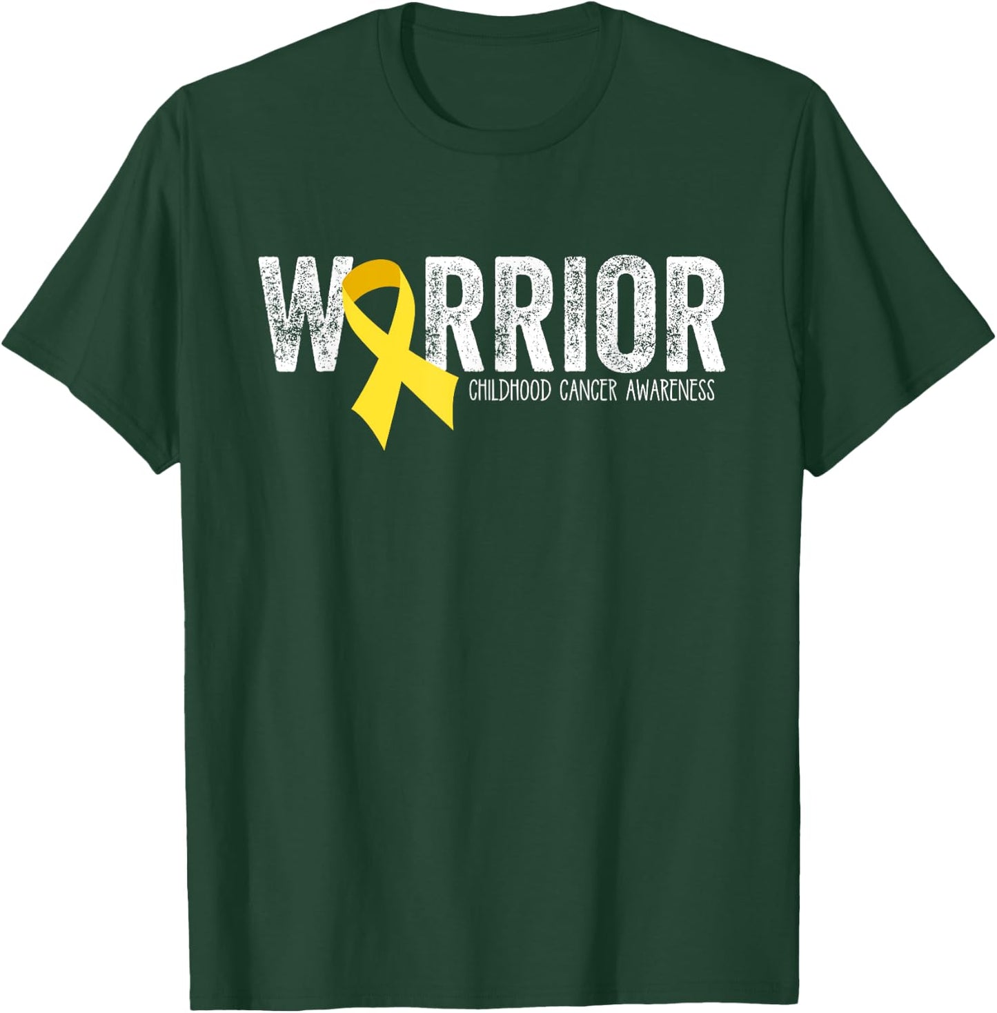 Warrior Childhood Cancer Awareness Ribbon Child Kids T-Shirt - T-Shirt | Forest