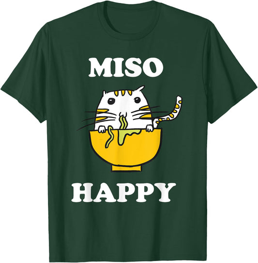 Miso Happy Quote Japanese Cat Lover Pun Funny Japan Women Kids T-Shirt - T-Shirt | Forest