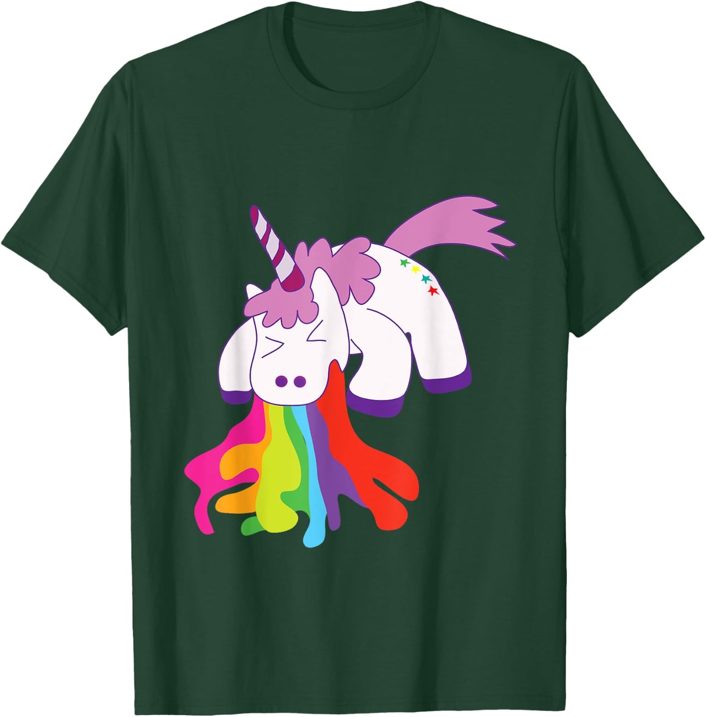 Unicorn Puking Rainbows Graphic T shirt Funny Rainbow Puke T-Shirt - T-Shirt | Forest