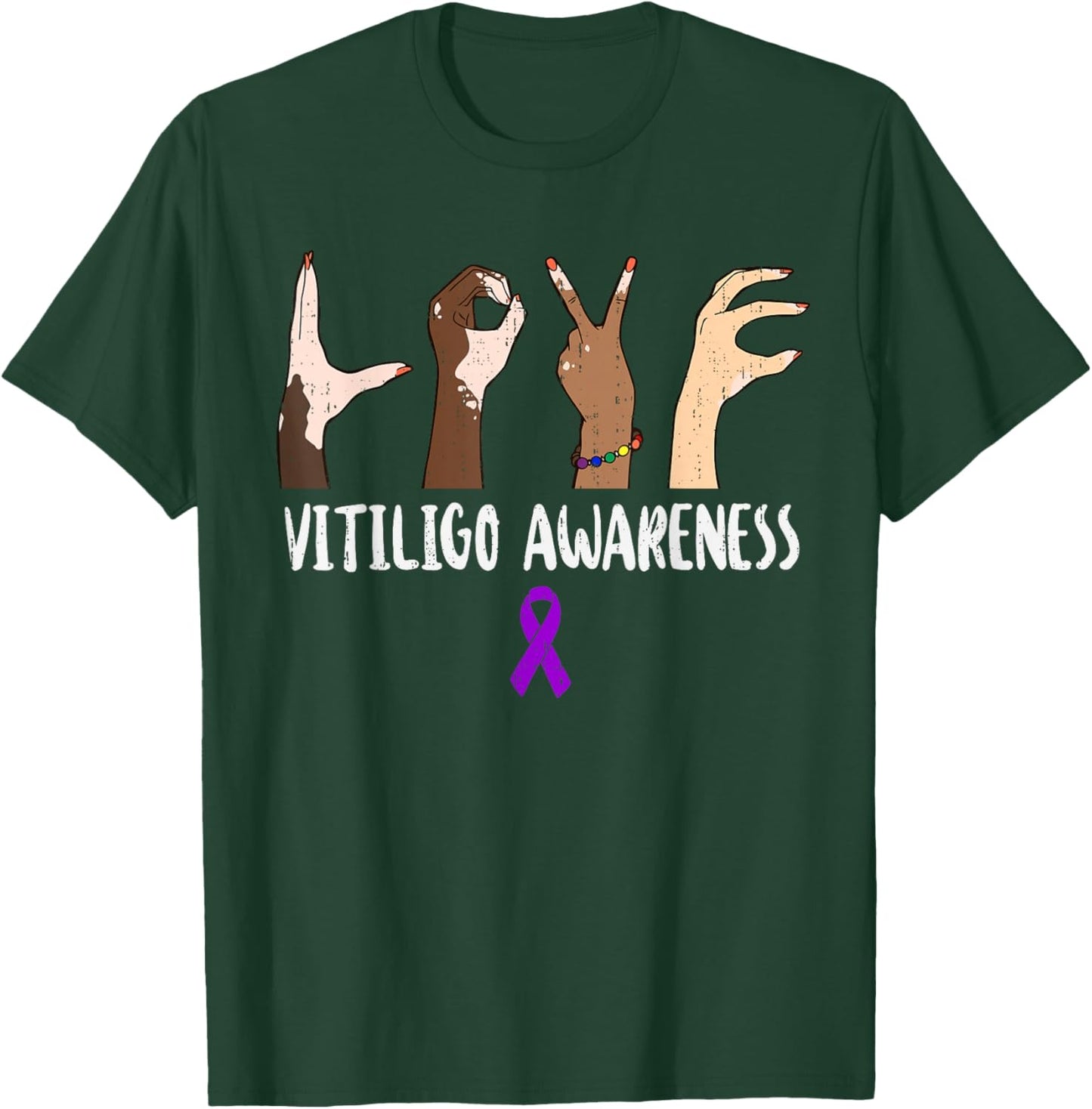 Vitiligo Awareness Positive Messages Skin Disorder T-Shirt - T-Shirt | Forest