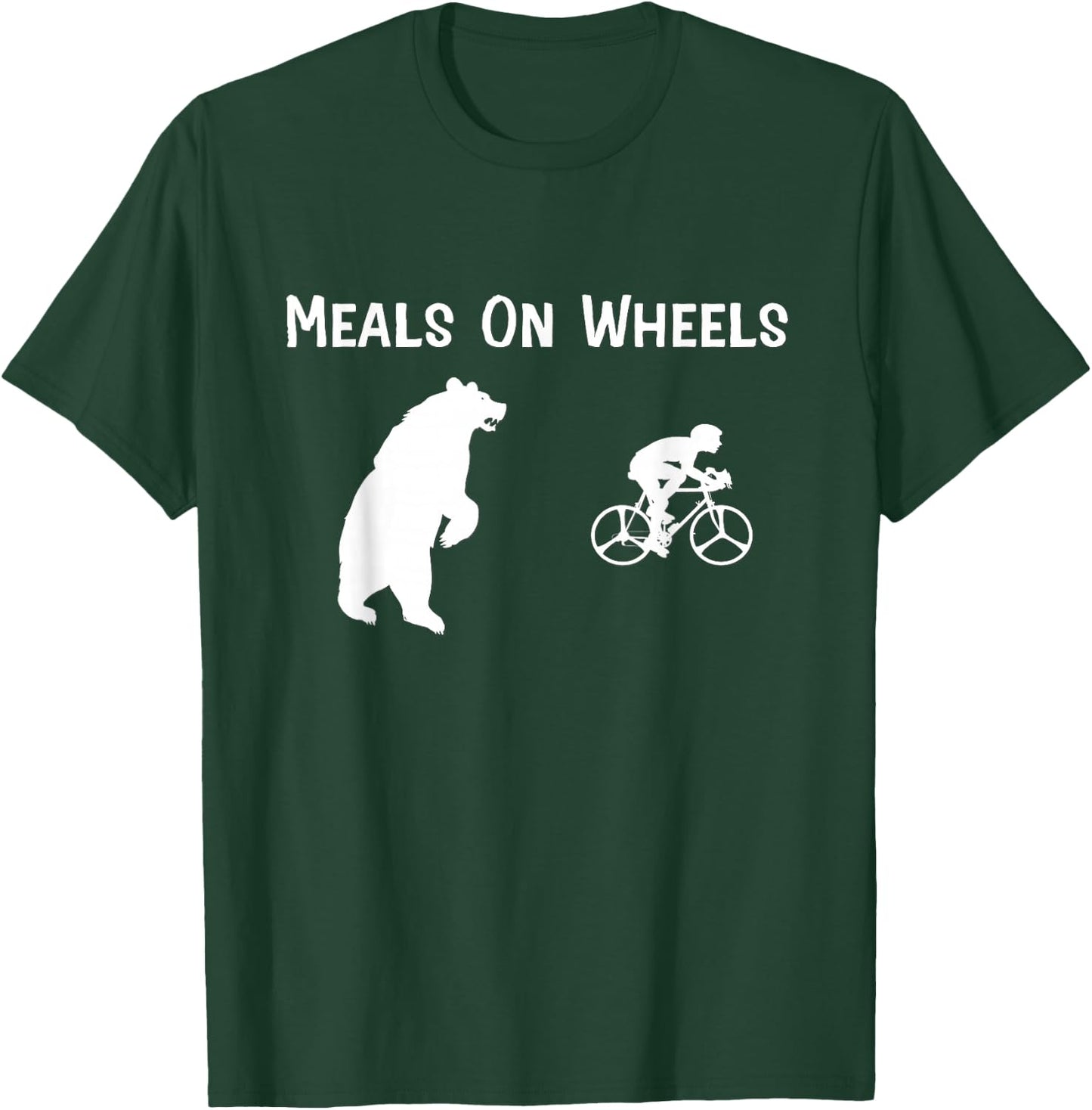 Funny Bear Chasing Bike Rider Meals On Wheels T-Shirt - T-Shirt | Forest