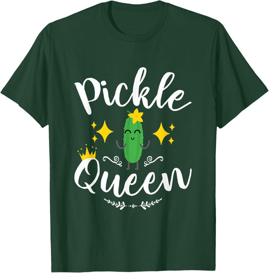 Pickle Queen Dill Women Girls Vegan Vegetable Cucumber T-Shirt - T-Shirt | Forest