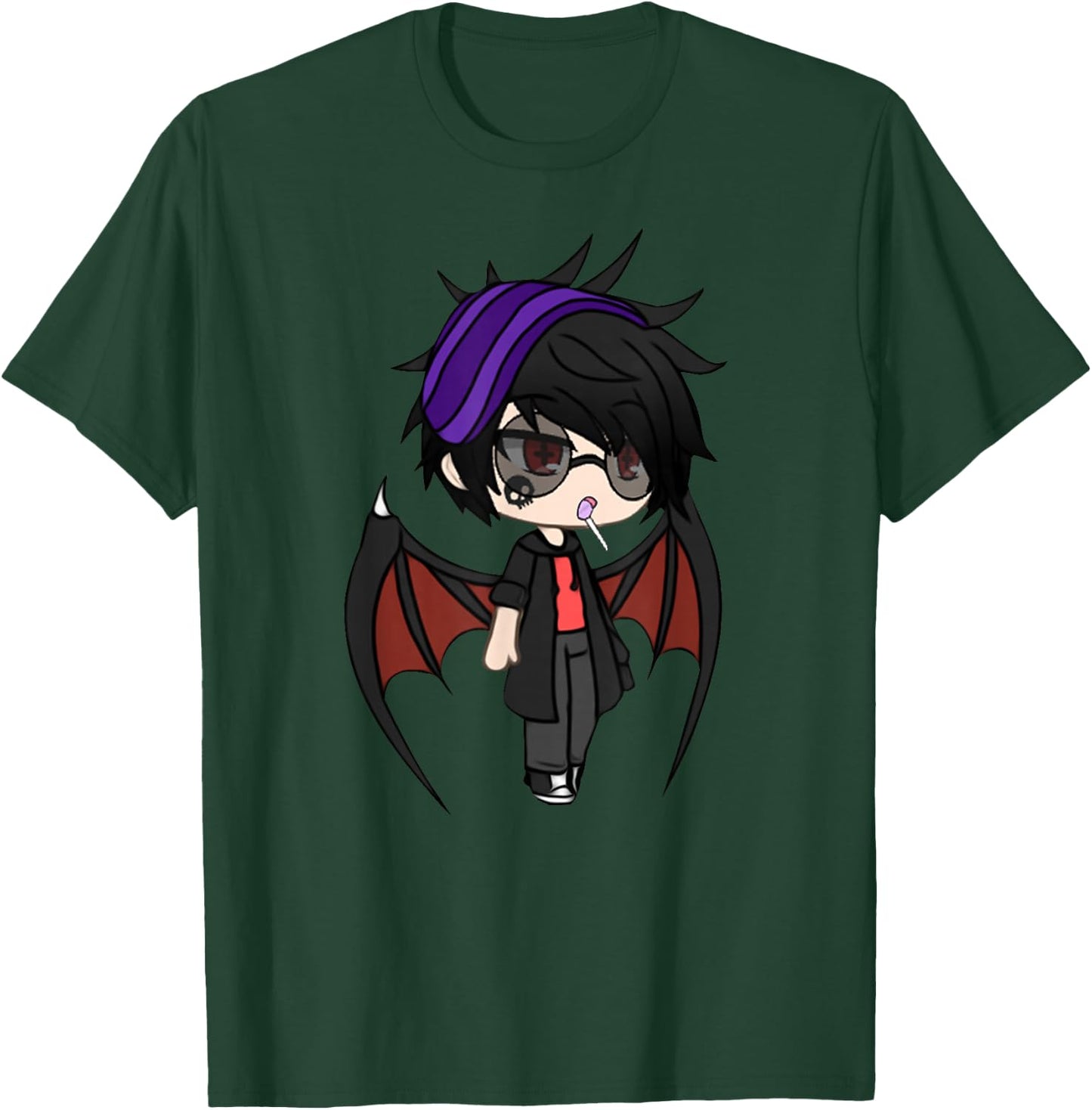 Cute Chibi style Kawaii Anime Vamp Boy with Vampire Wings T-Shirt - T-Shirt | Forest