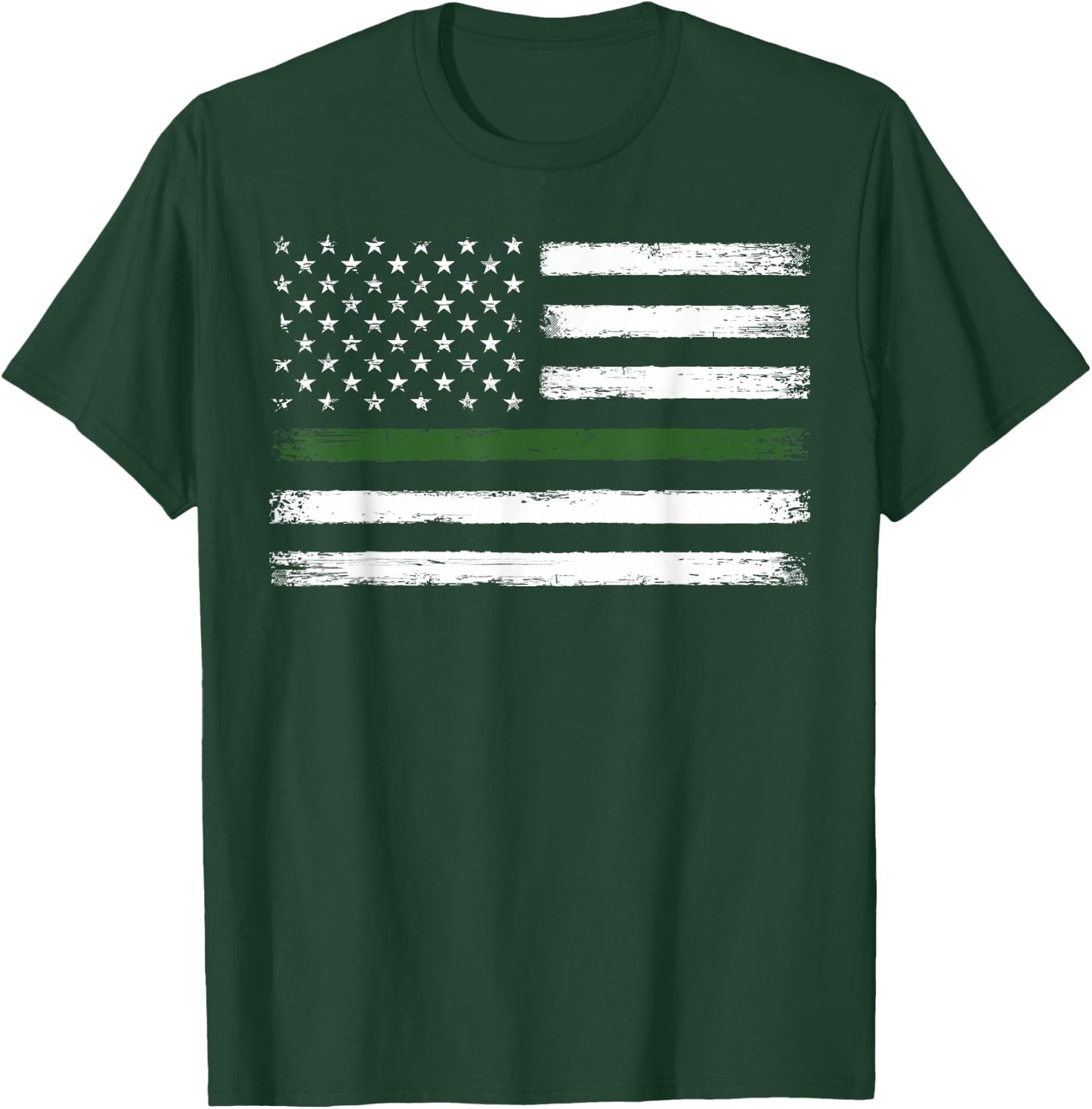 Thin Green Line Flag Military Family, Vintage, Patriotic T-Shirt - T-Shirt | Forest