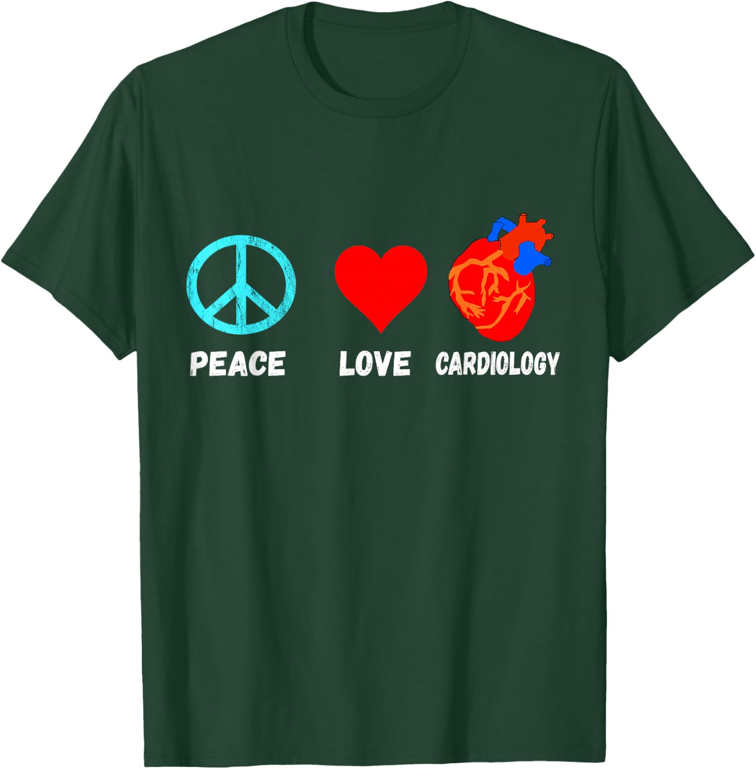Cardiology Peace Love Anatomy Heart Cardiologist Heart Surgeons T-Shirt - T-Shirt | Forest