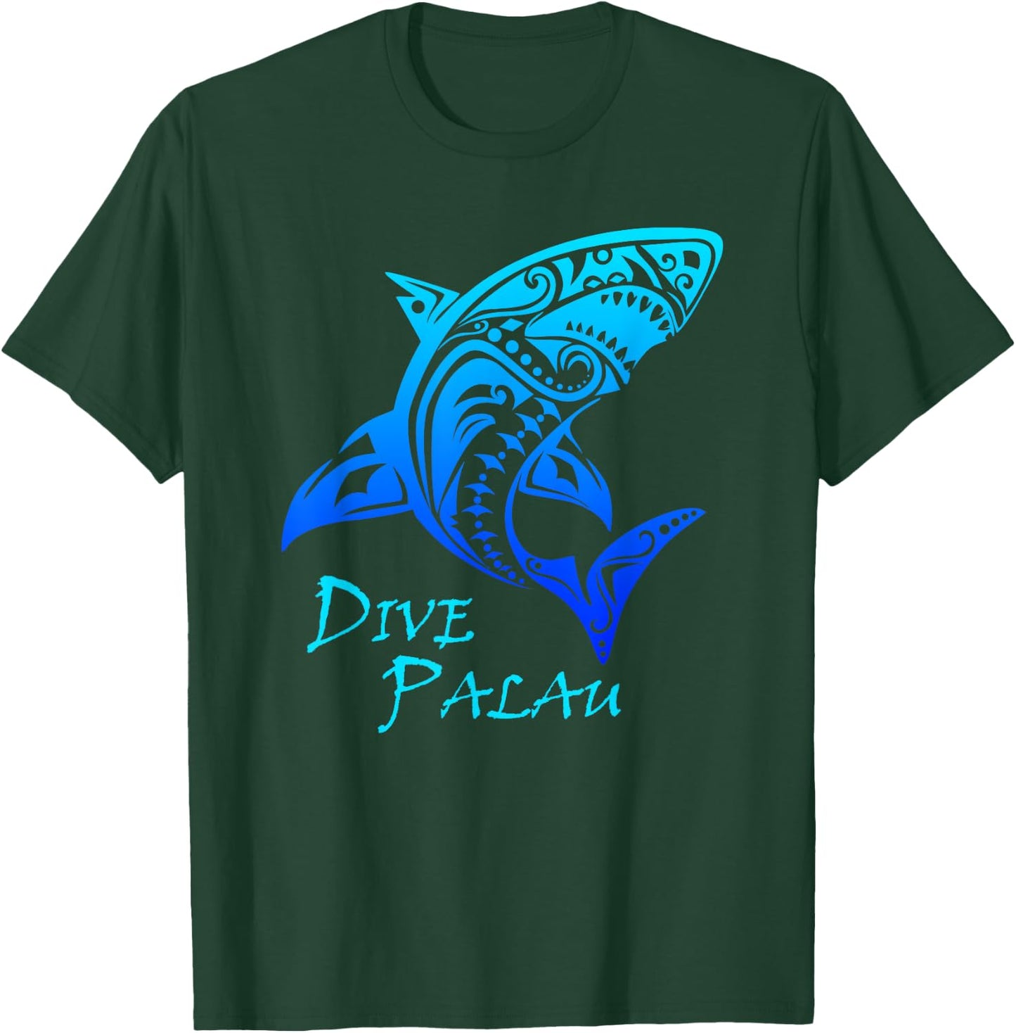 Dive Palau Vintage Retro Tribal Shark Vacation T-Shirt - T-Shirt | Forest