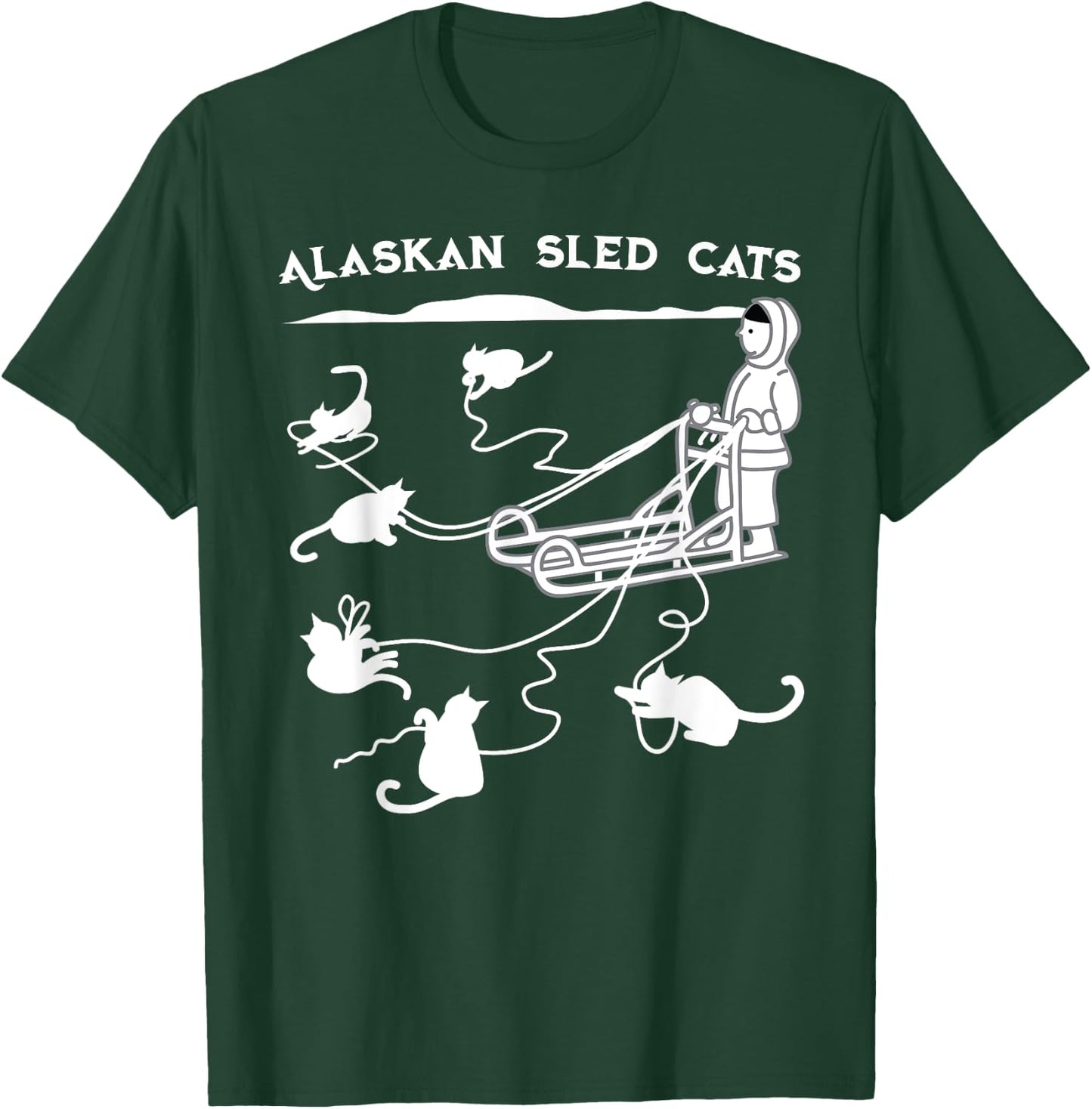 Sledding Gift Cute Alaskan Sled Cats for Cat-Loving Alaskans T-Shirt - T-Shirt | Forest