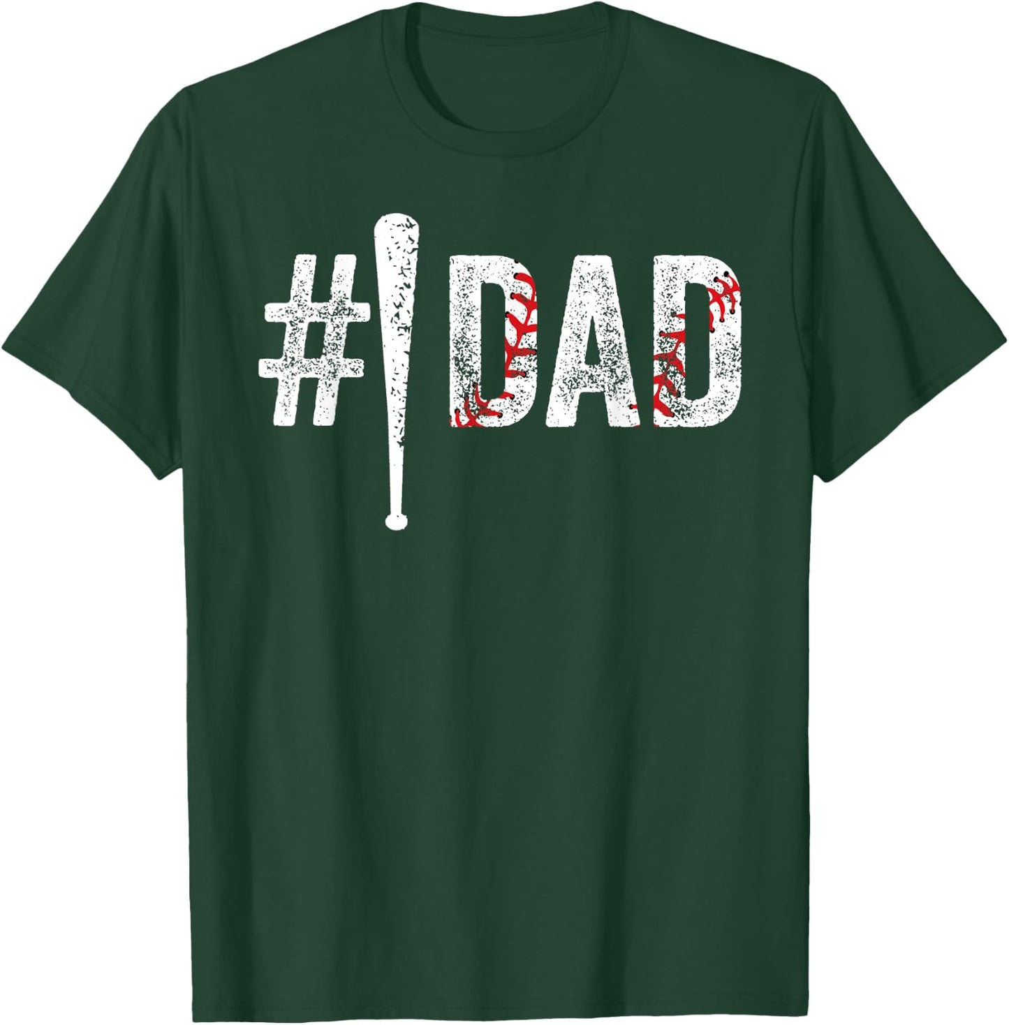 Number One Baseball Dad for Fathers Day #1 Daddy Funny T-Shirt - T-Shirt | Forest