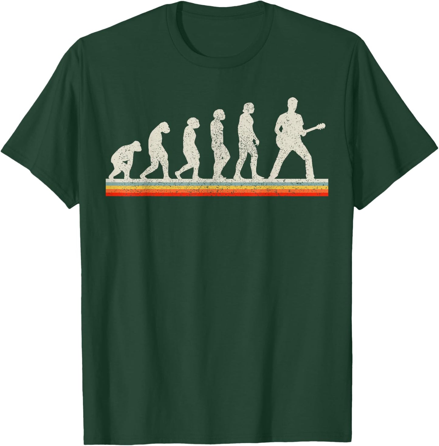 Guitar Player Evolution Vintage Retro Funny Guitar Gift T-Shirt - T-Shirt | Forest