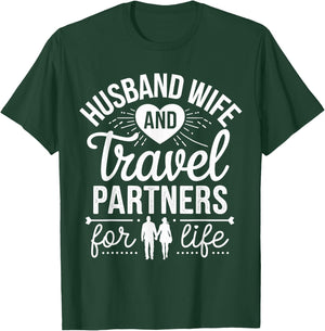 Husband And Wife Travel Partners For Life Traveling T-Shirt - T-Shirt | Forest