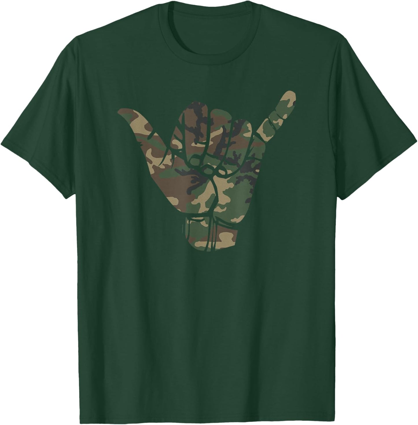 Surfs Up Camouflage Hawaii Shaka Sign Shirt Art-Retro Shaka T-Shirt - T-Shirt | Forest
