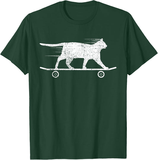 Skateboard Cat Kitten Gift Owner Lover T-Shirt - T-Shirt | Forest