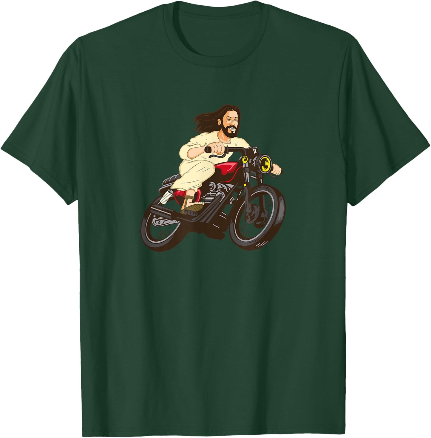Christ on a Motorcycle Lord Jesus God Church Gift T-Shirt - T-Shirt | Forest