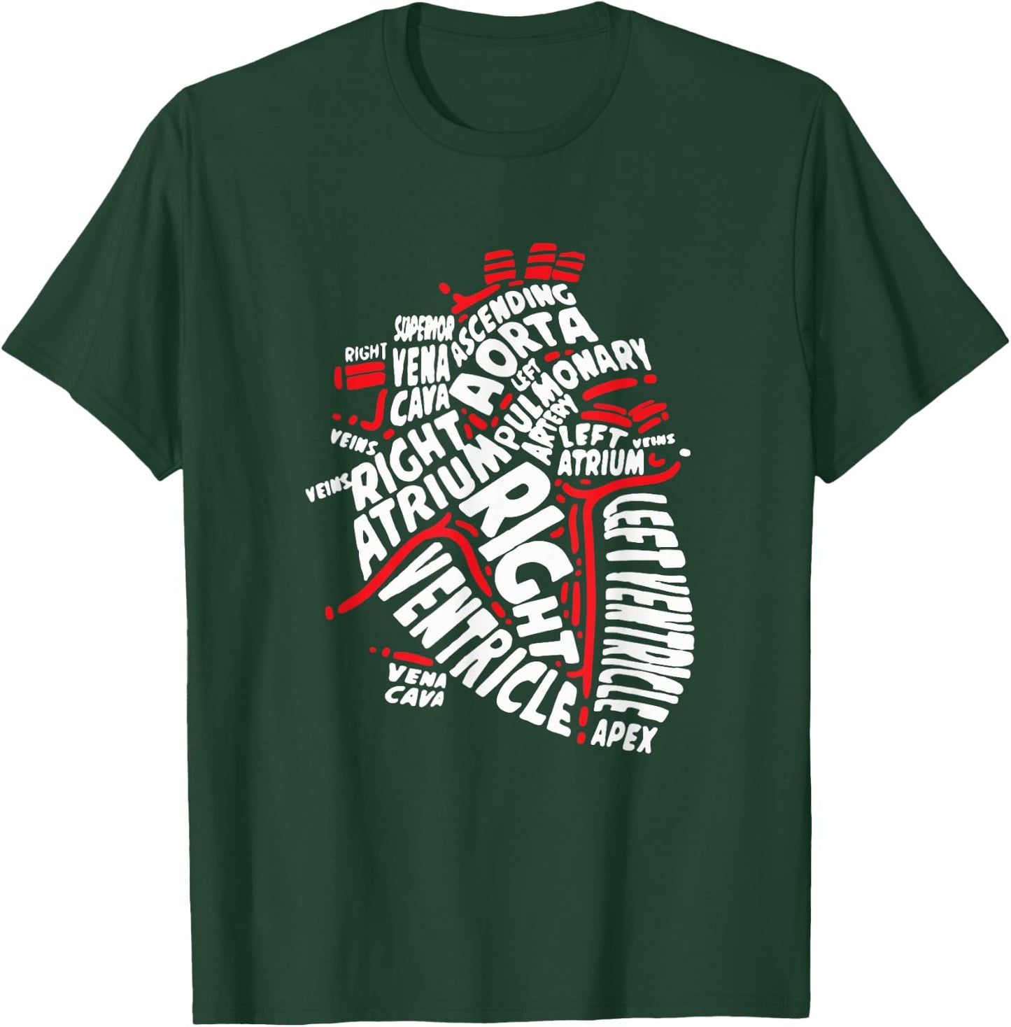 Anatomical Heart Medical Parts of Heart Anatomy T-Shirt - T-Shirt | Forest