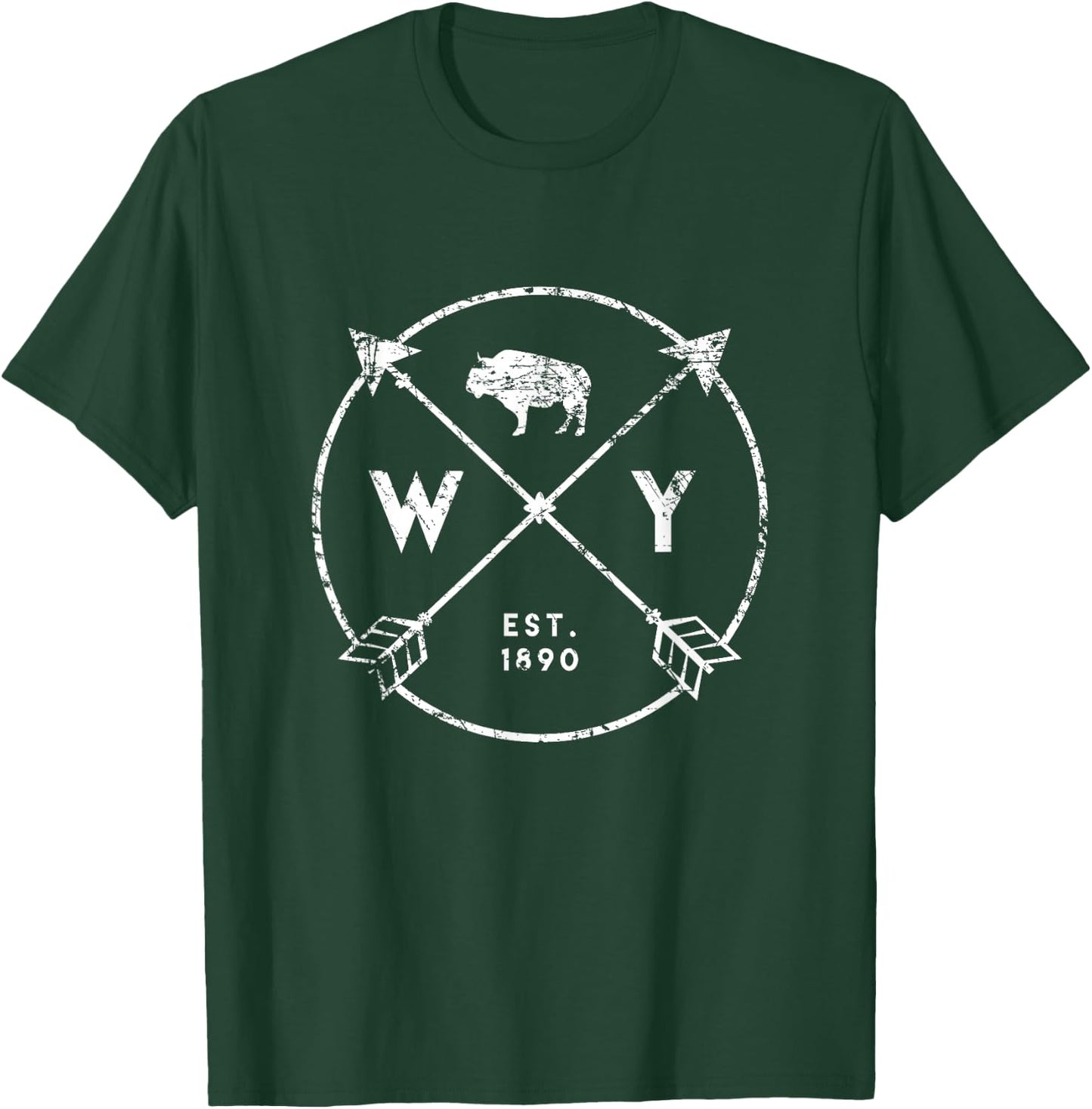 Wyoming Adventure Est 1890 Buffalo Arrows State Hometown T-Shirt - T-Shirt | Forest