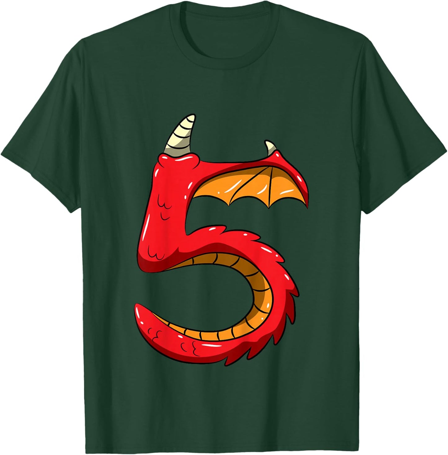 5 Years Old Birthday 5th Birthday Little Monster Dragon T-Shirt - T-Shirt | Forest
