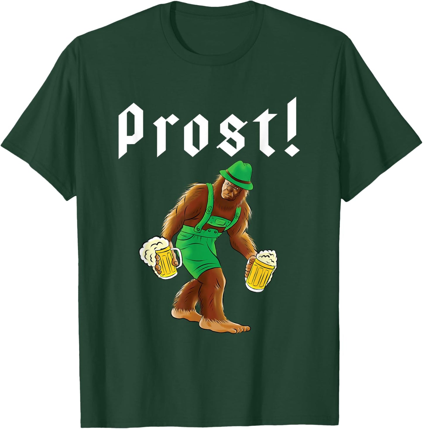 Bigfoot in Lederhosen Costume Oktoberfest Party Beer Drinking T-Shirt - T-Shirt | Forest