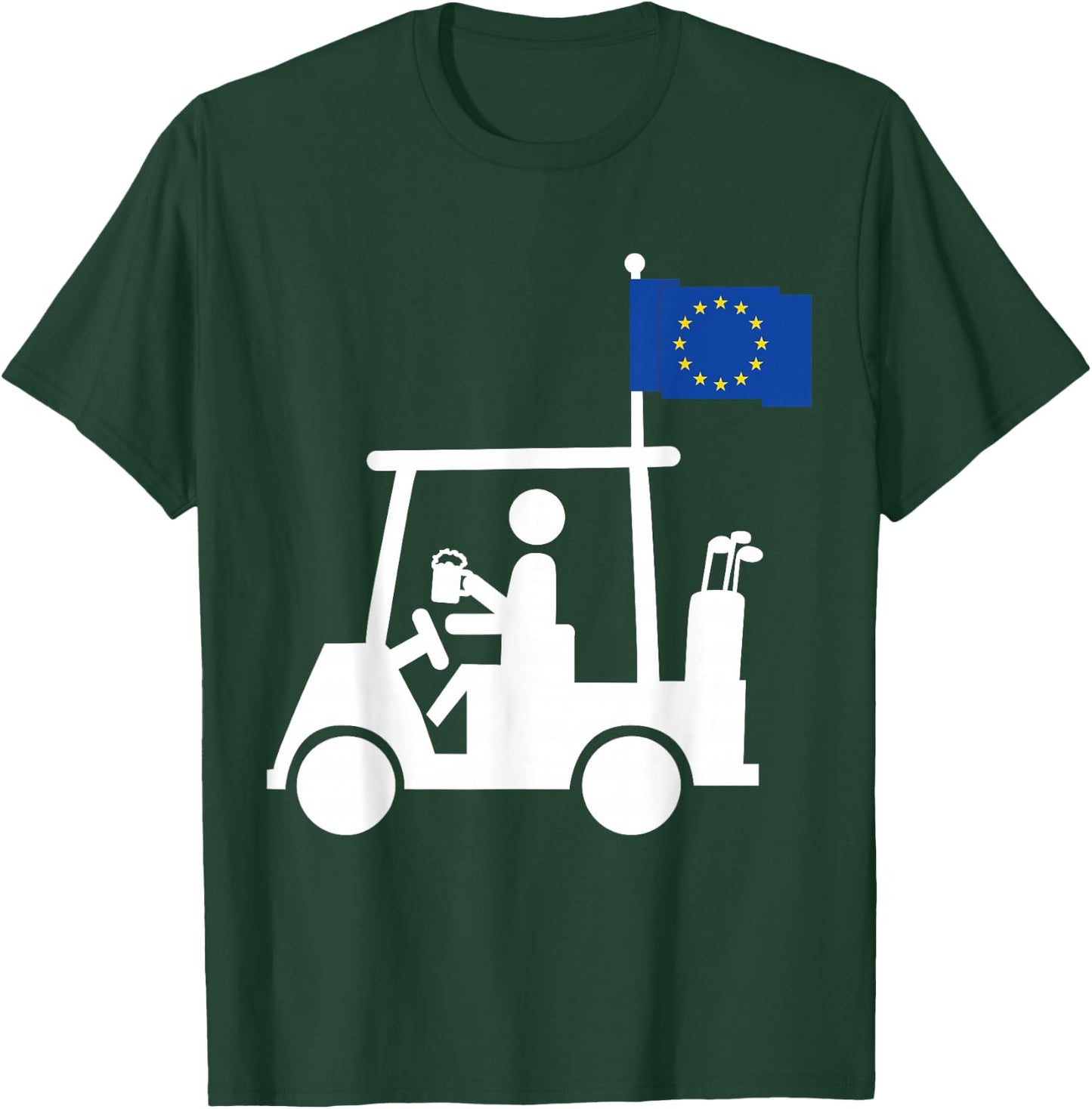 Patriotic Golf Wear EU Golf Cart European Flag T-Shirt - T-Shirt | Forest
