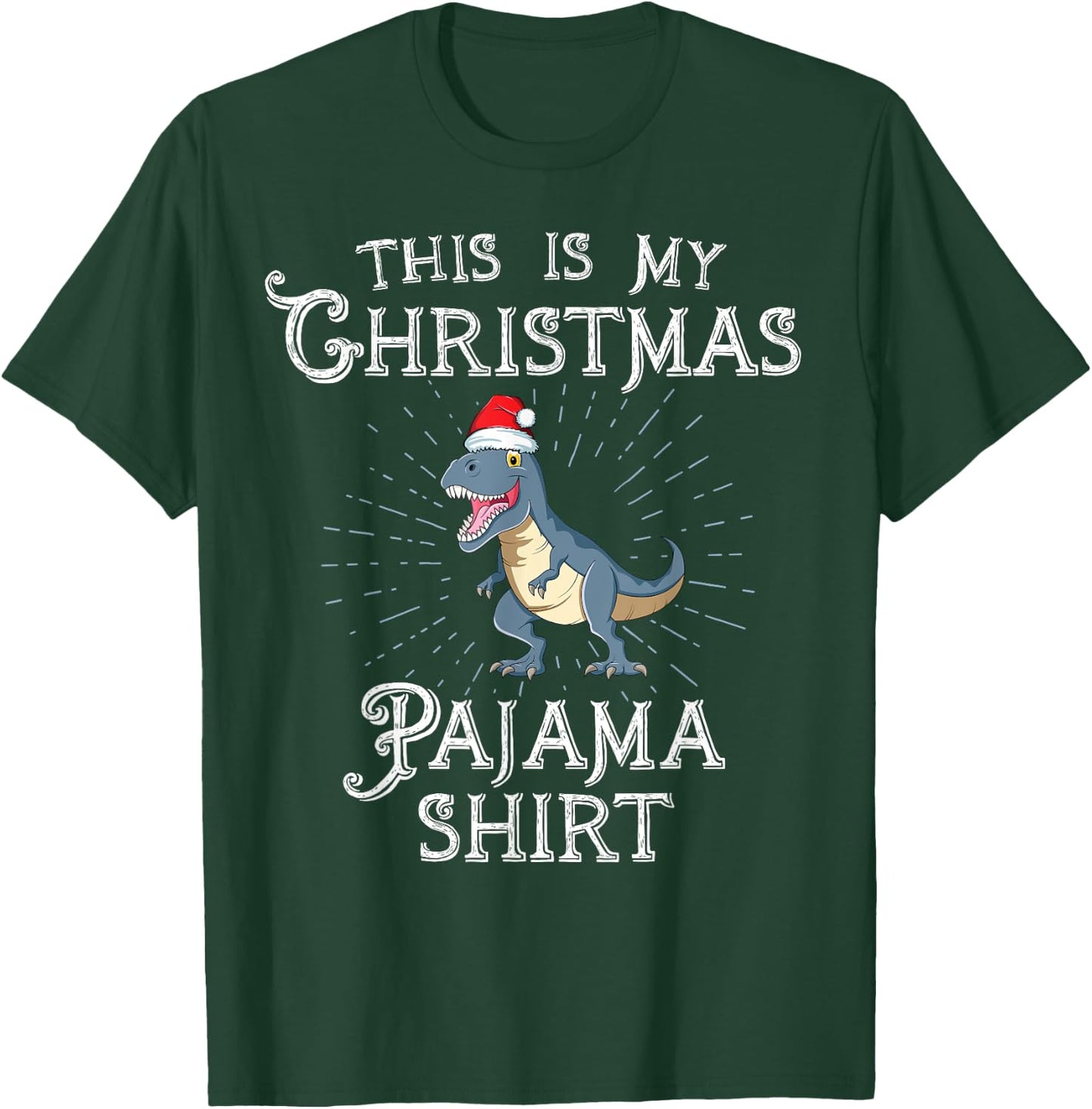 Retro This Is My Christmas Pajama TRex Dinosaur Christmas T-Shirt - T-Shirt | Forest