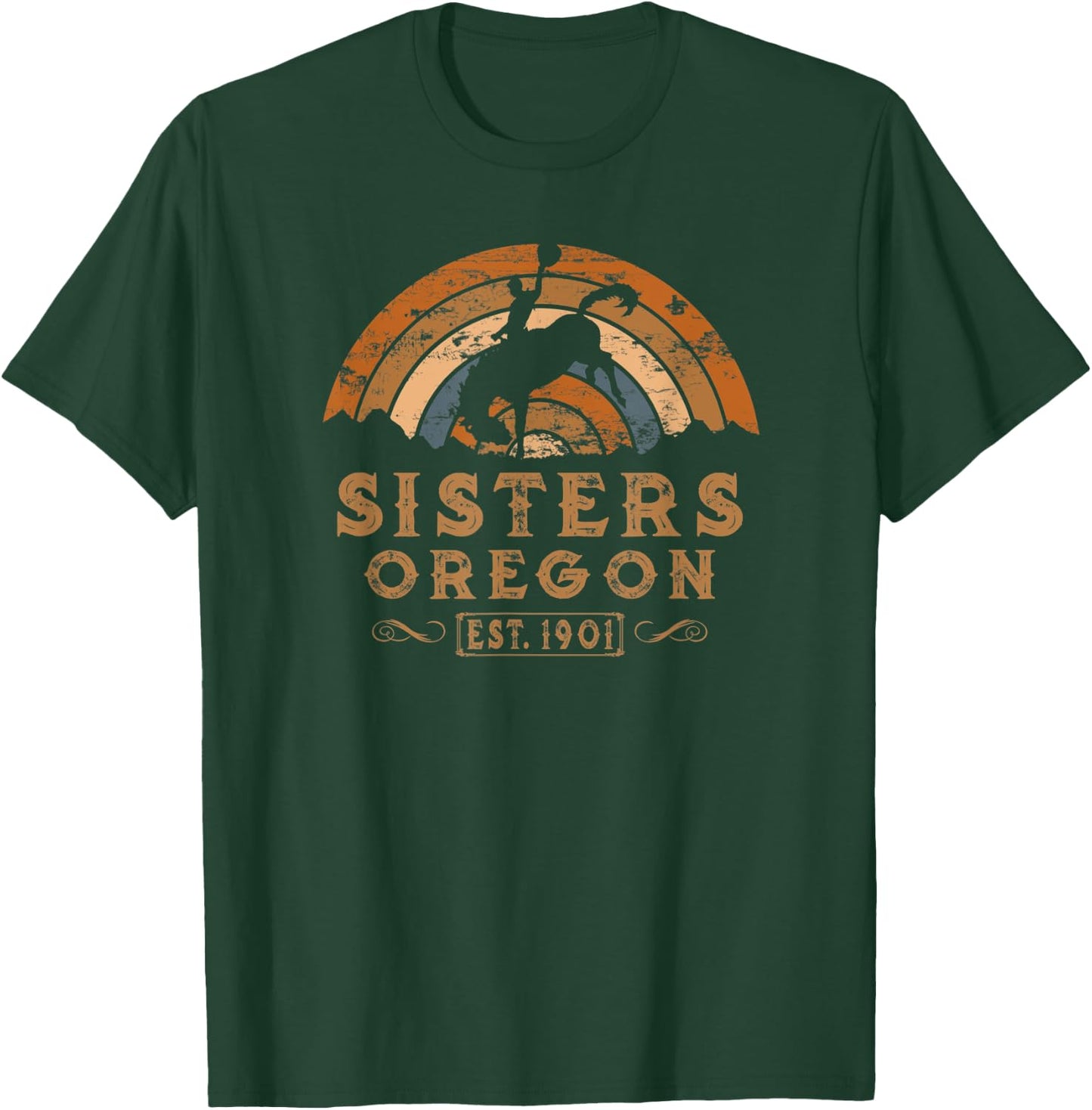Sisters, Oregon OR retro Style Rodeo Cowboy T-Shirt - T-Shirt | Forest