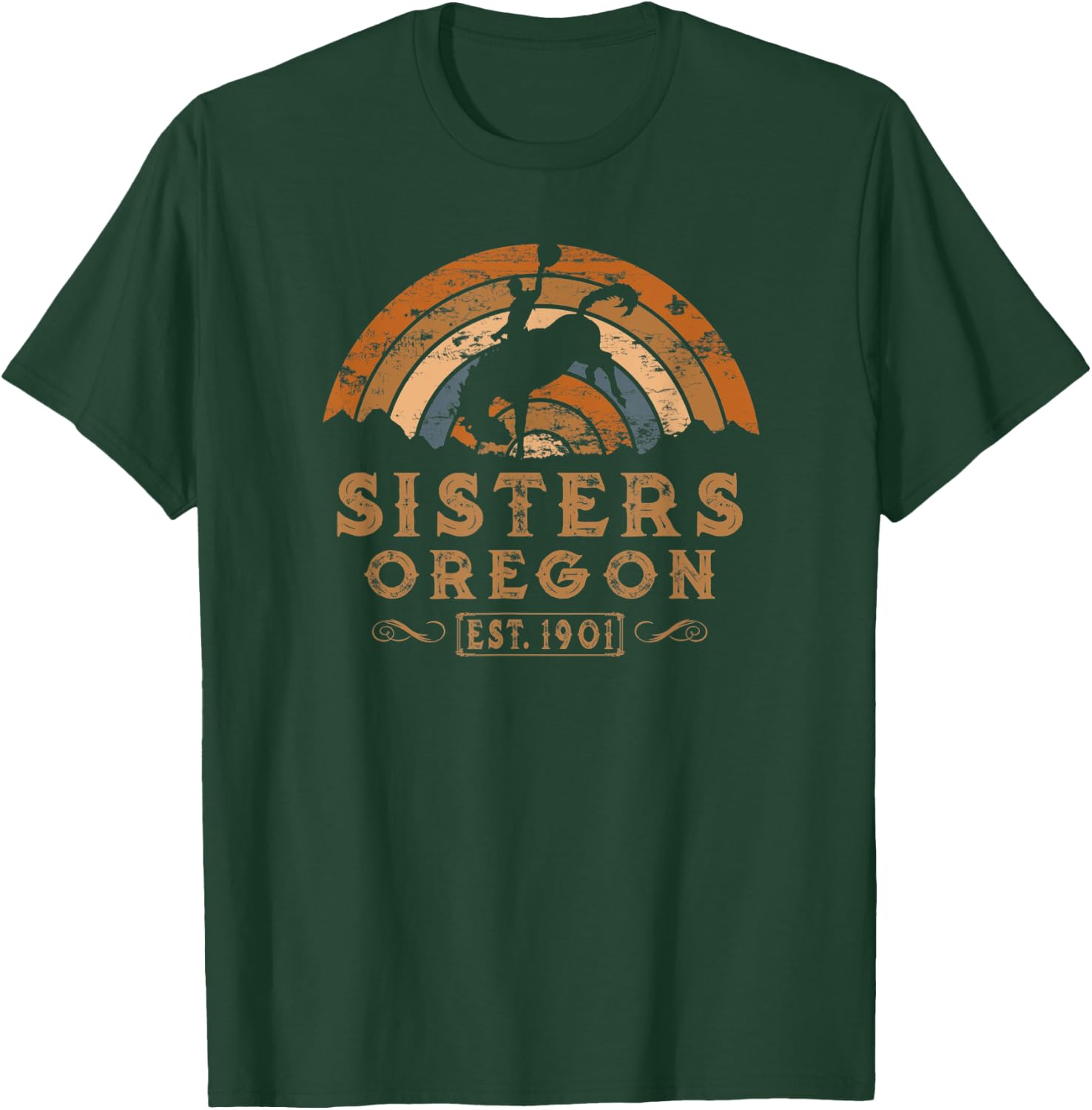 Sisters, Oregon OR retro Style Rodeo Cowboy T-Shirt - T-Shirt | Forest