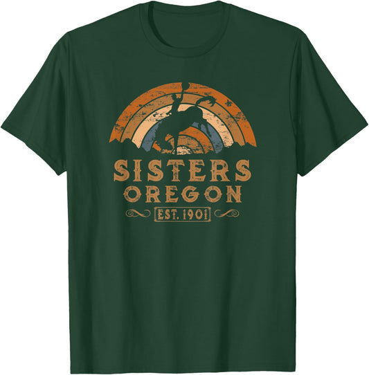 Sisters, Oregon OR retro Style Rodeo Cowboy T-Shirt - T-Shirt | Forest