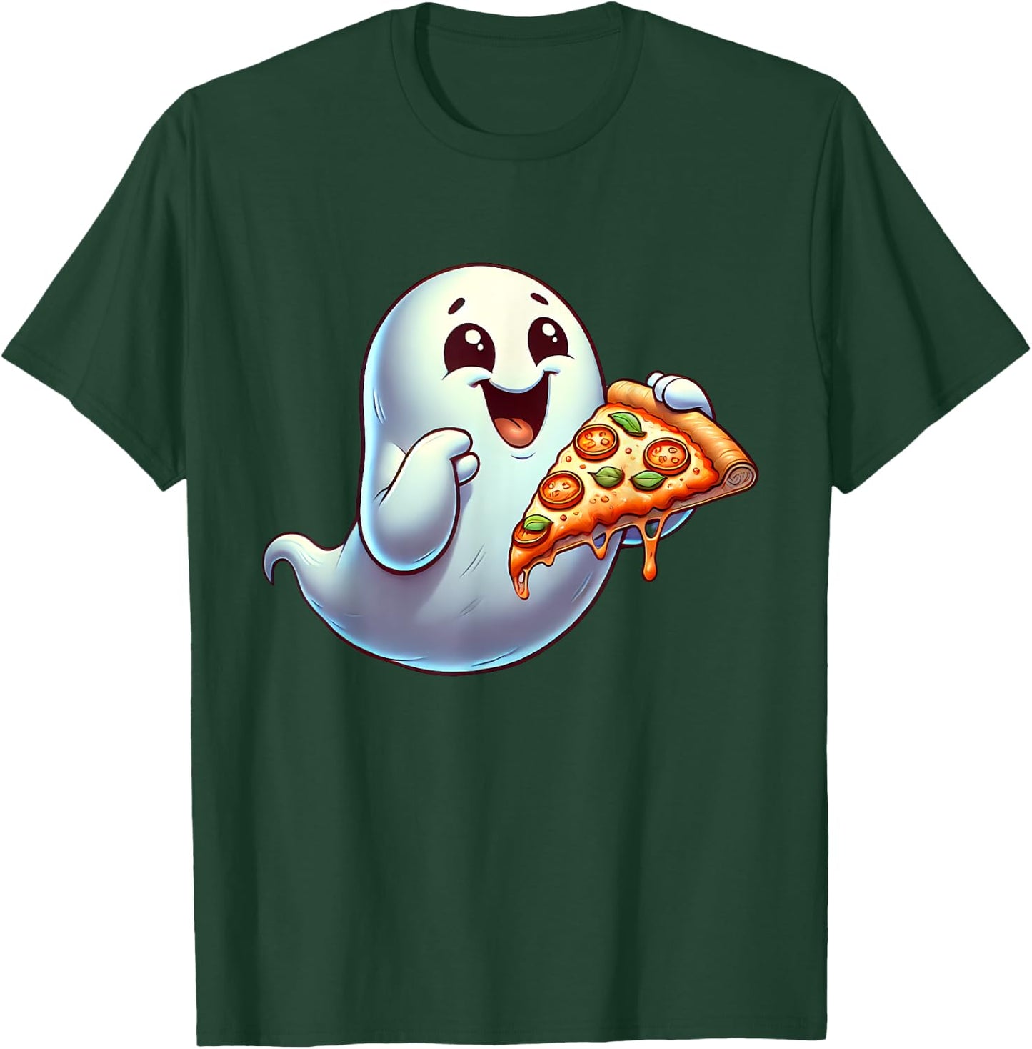 Ghost Eating Pizza Halloween Men Women Kids T-Shirt - T-Shirt | Forest