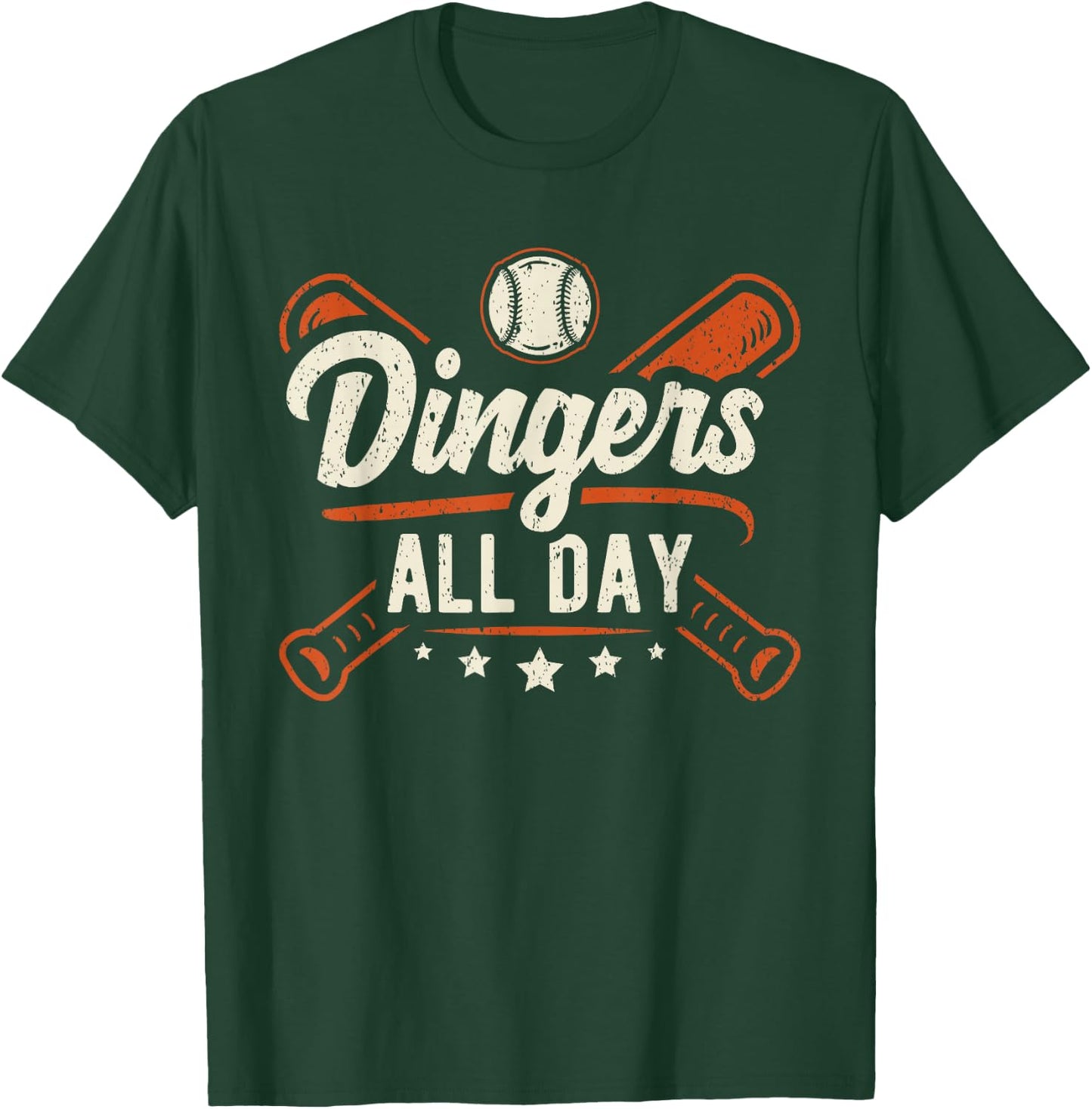 Home Runs Dingers All Day Baseball Home Run Dinger T-Shirt - T-Shirt | Forest