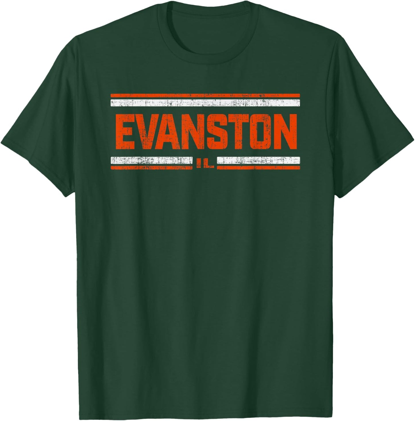 Retro Vintage Evanston IL Distressed T-Shirt - T-Shirt | Forest