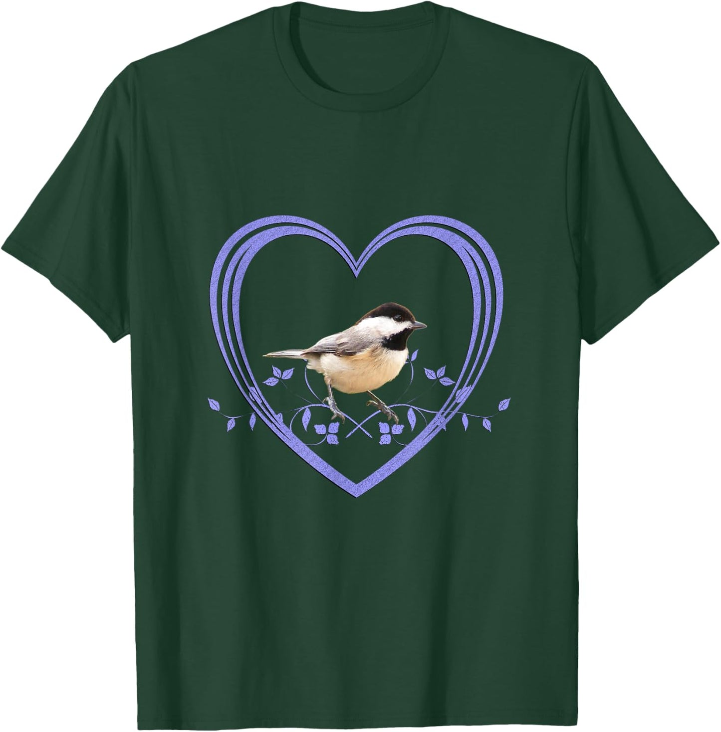 Pretty Chickadee In Heart T-Shirt - T-Shirt | Forest