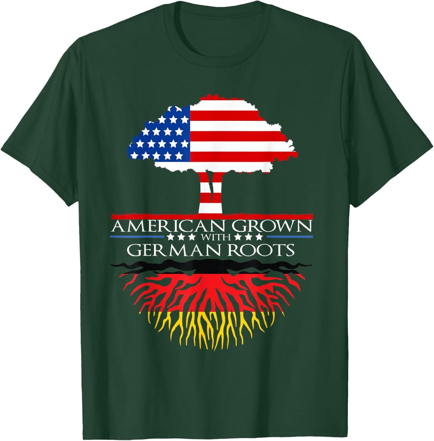 German Roots American Grown Tree Flag USA Germany T-Shirt - T-Shirt | Forest