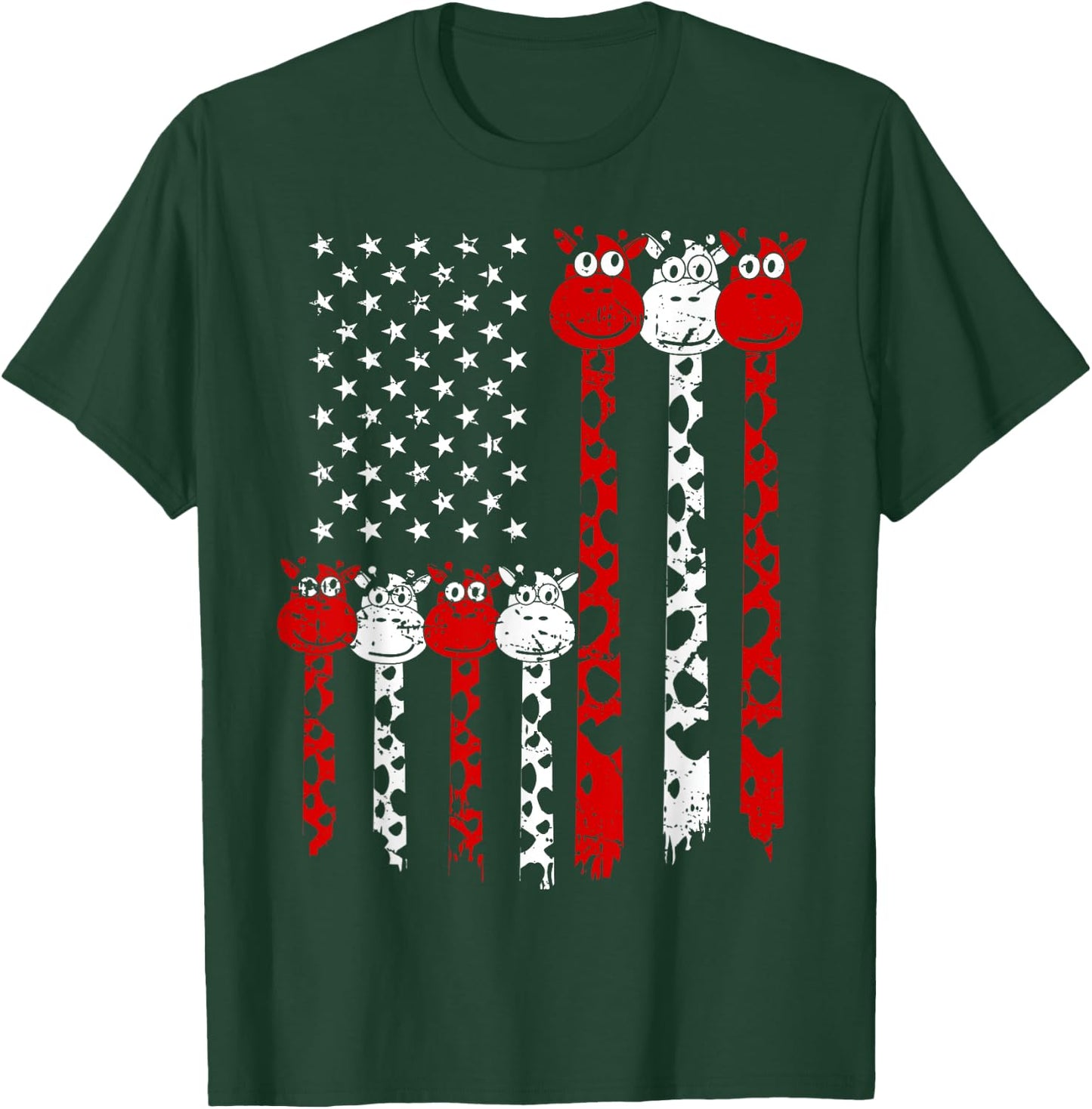 American Flag Giraffe 4th of July Cute USA Gift T-Shirt - T-Shirt | Forest