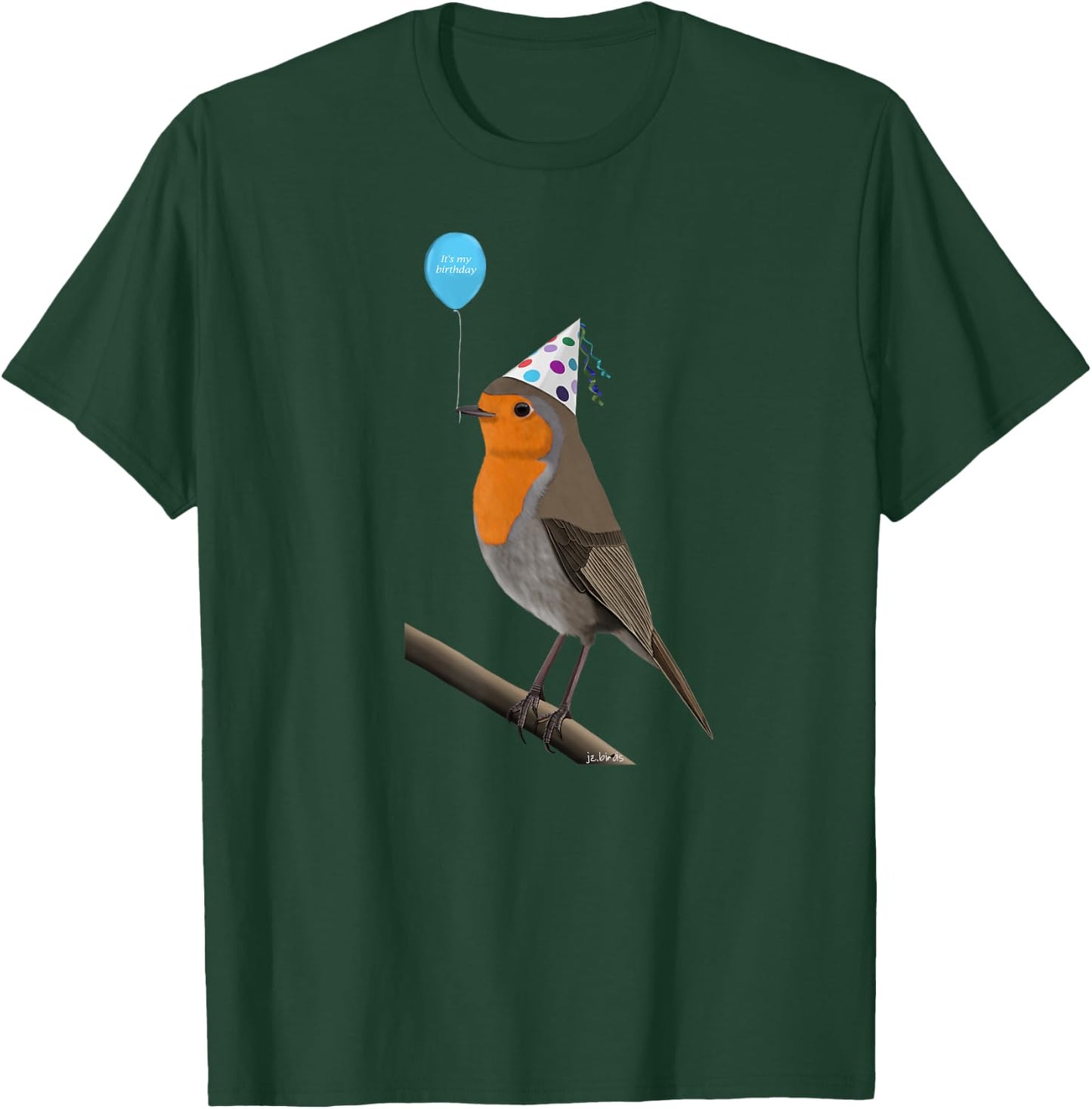 Bird Motif Robin Bird Animal Drawing Birthday T-Shirt - T-Shirt | Forest