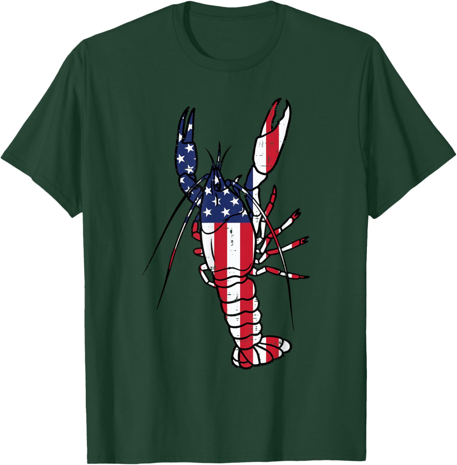 Crawfish US Flag Crayfish Lobster Patriotic Men Women Kids T-Shirt - T-Shirt | Forest