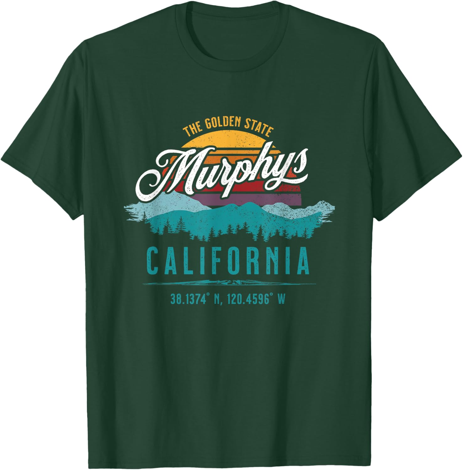 Retro Murphys California Mountains Sun Grunge Art Souvenir T-Shirt - T-Shirt | Forest