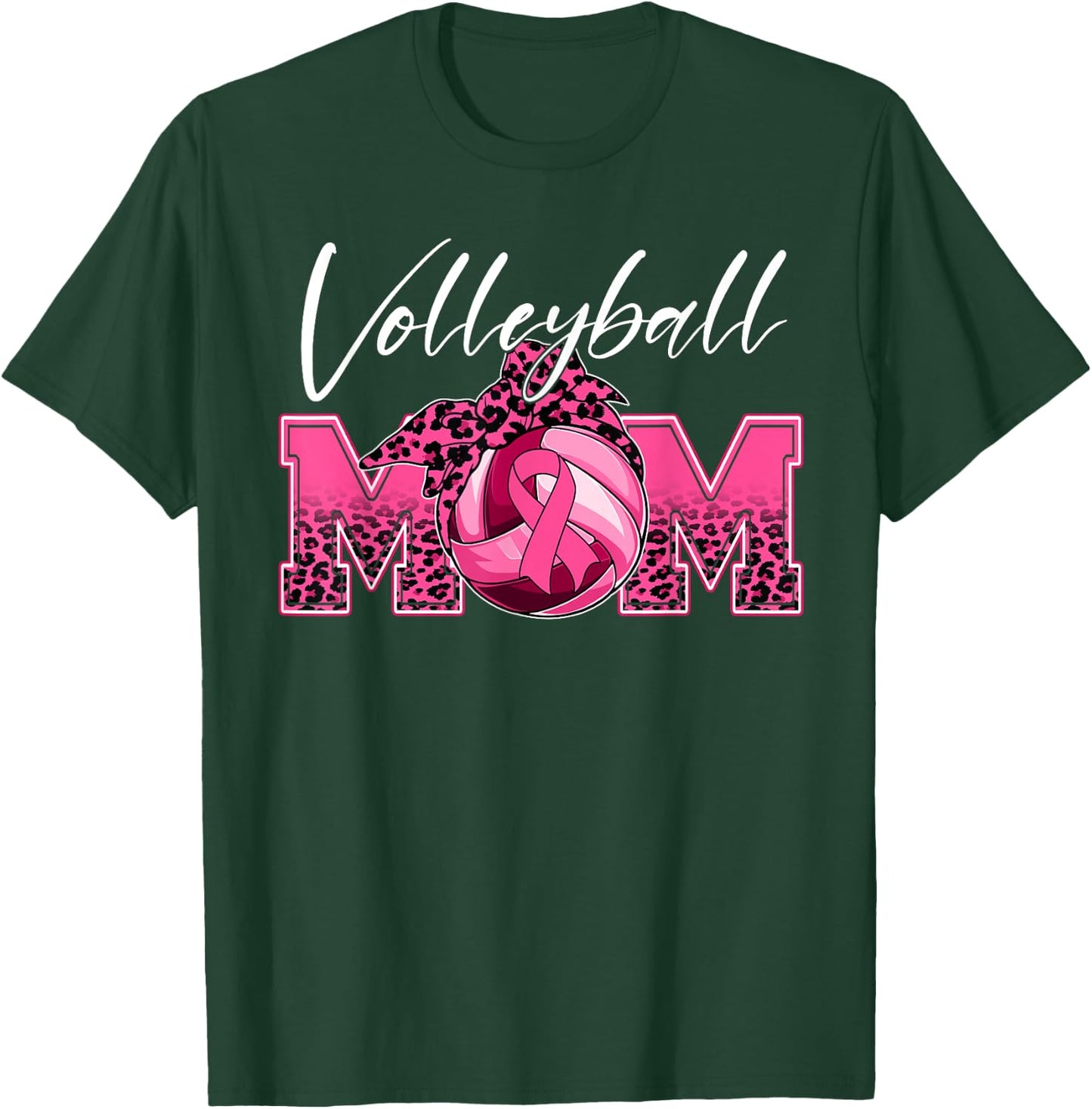 Volleyball Mom Breast Cancer Awareness Day Pink Ribbon Women T-Shirt - T-Shirt | Forest