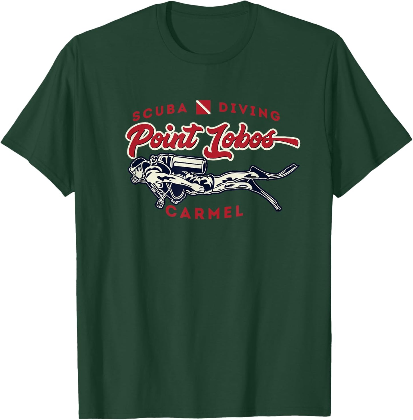 Point Lobos Carmel Monterey Bay California USA Scuba Diver T-Shirt - T-Shirt | Forest
