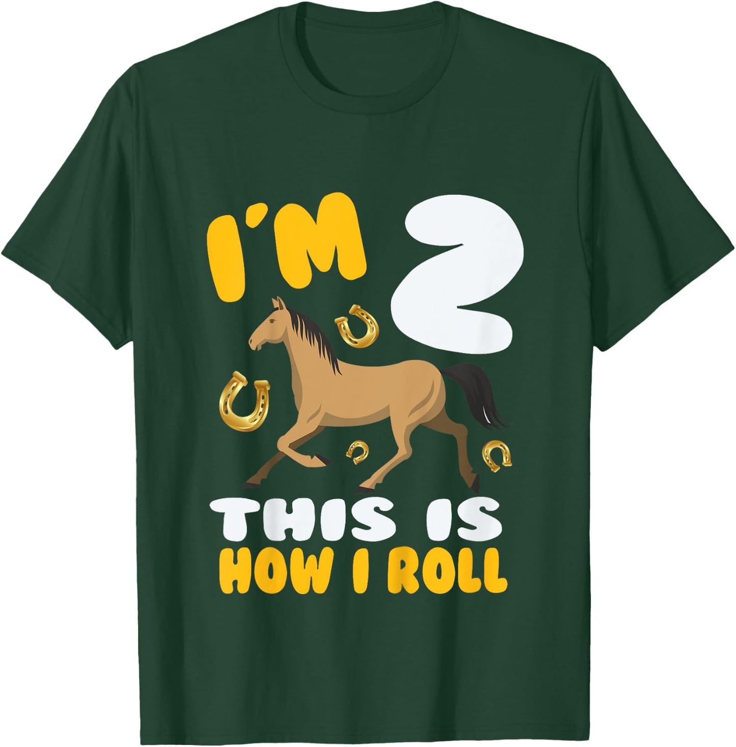 Im 2 This Kid Loves Horse Riding 2nd Year Birthday Theme T-Shirt - T-Shirt | Forest