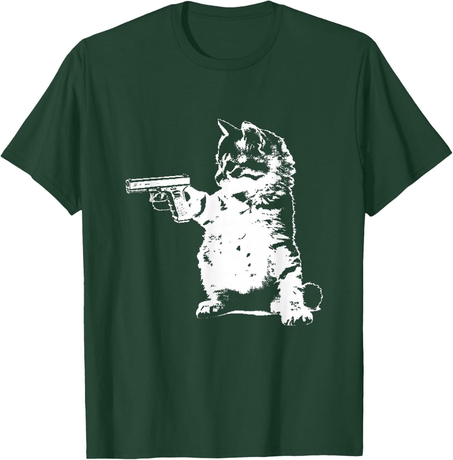 Gun kitty funny cat T-Shirt - T-Shirt | Forest