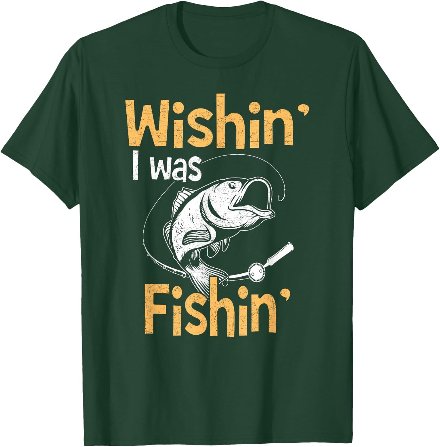 Wishing I Was Fishing Shirt Funny Fisherman Gift T-Shirt - T-Shirt | Forest