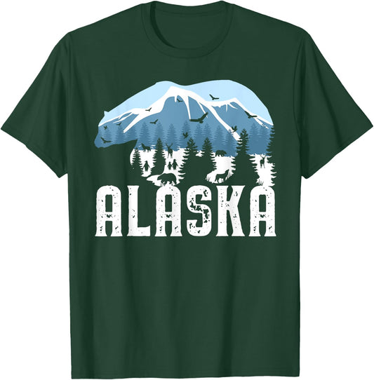 Alaska T Shirt Polar Bear Wild Animal Snow Mountain & Nature T-Shirt - T-Shirt | Forest