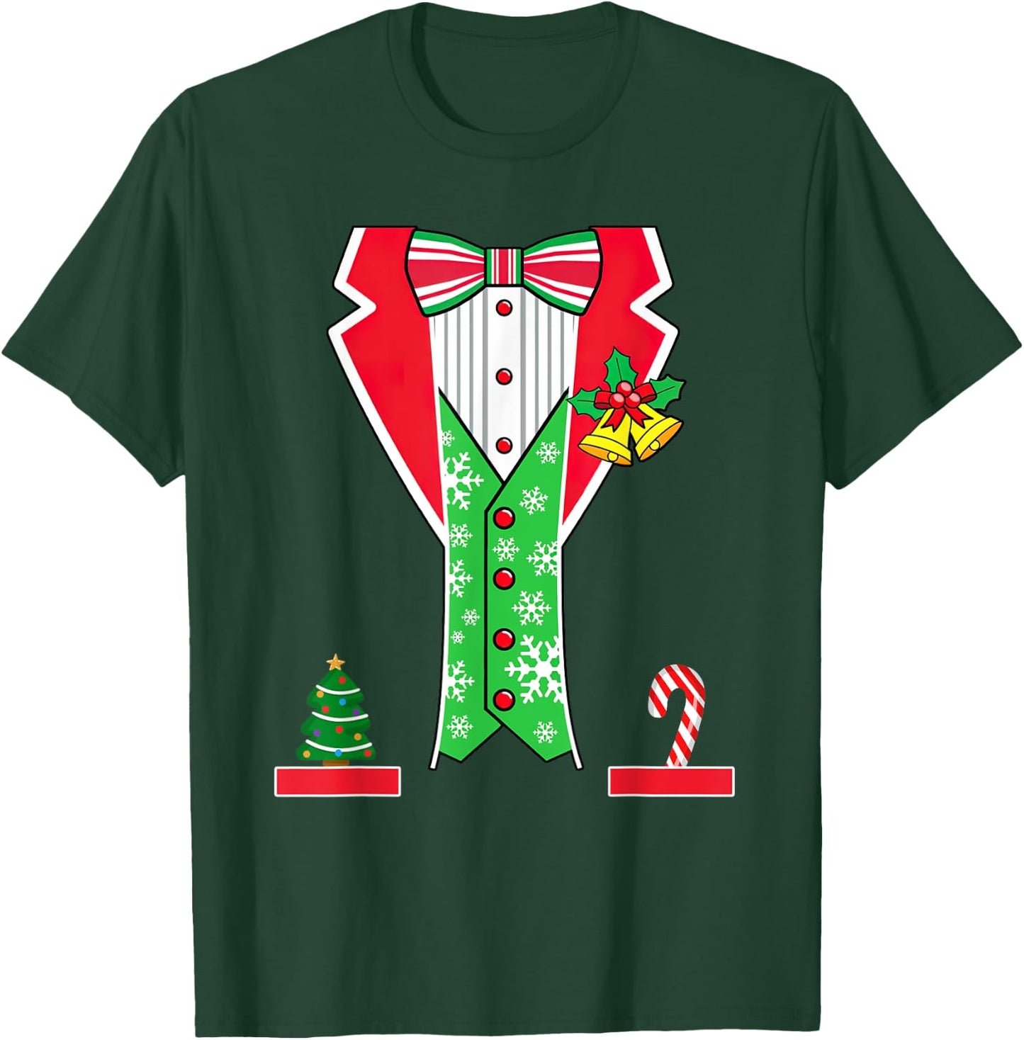 Christmas Tuxedo Costume Funny Xmas Tux Bowtie Men Boys Kids T-Shirt - T-Shirt | Forest