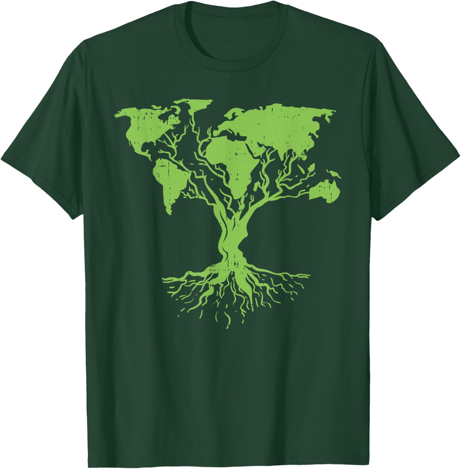 Earth Day Shirt Cute World Map Tree Pro Environment Plant T-Shirt - T-Shirt | Forest