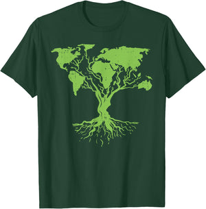 Earth Day Shirt Cute World Map Tree Pro Environment Plant T-Shirt - T-Shirt | Forest
