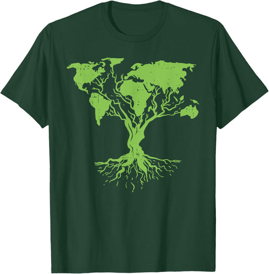 Earth Day Shirt Cute World Map Tree Pro Environment Plant T-Shirt - T-Shirt | Forest