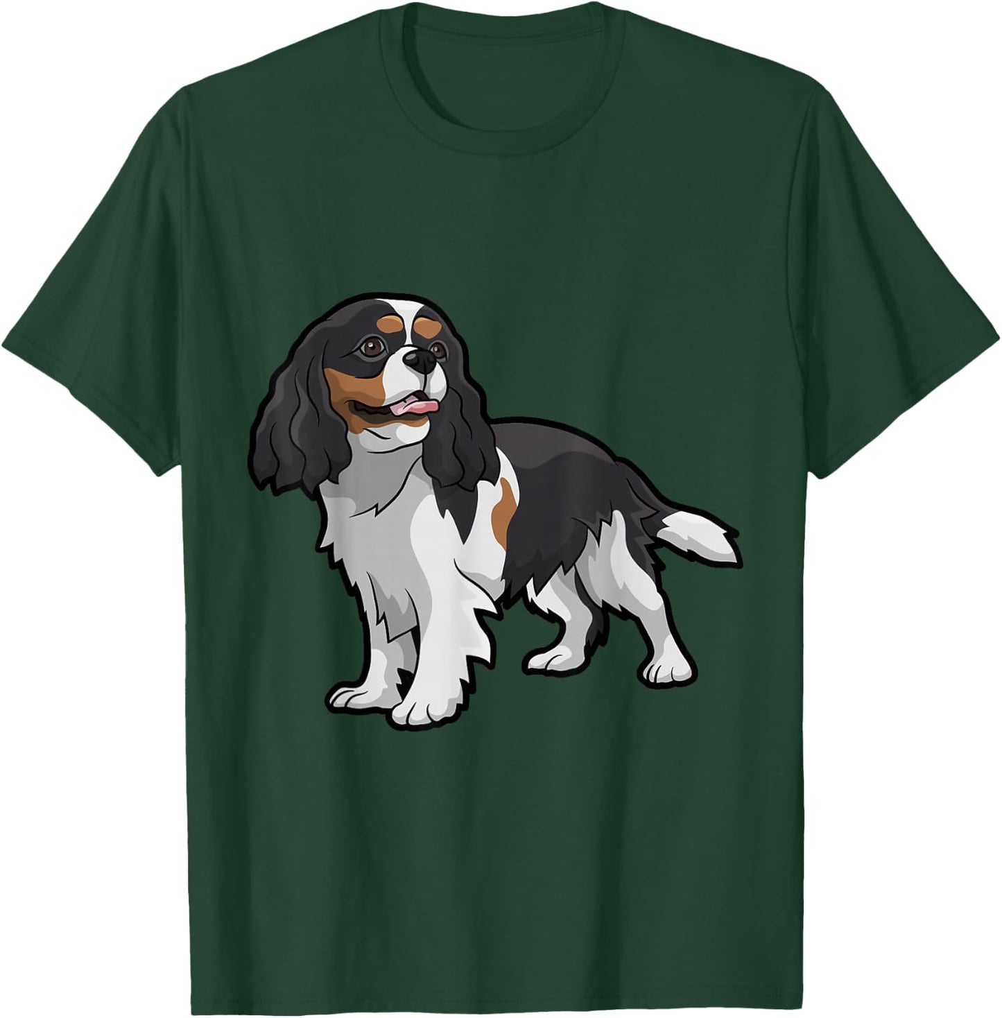 Cute Tri-Color Cavalier King Charles Spaniel T-Shirt - T-Shirt | Forest