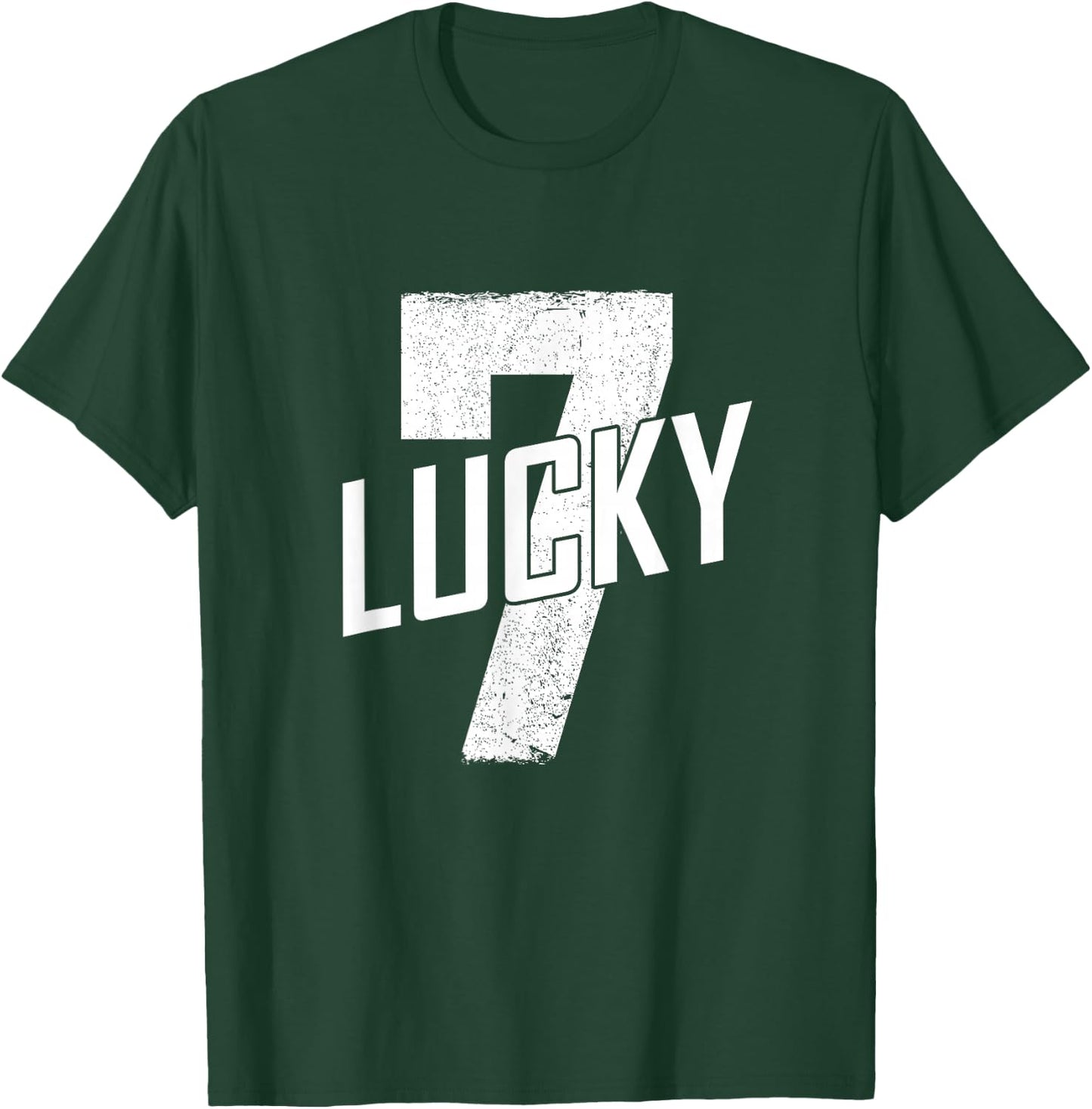 Lucky Seven Distressed In White Lucky Number 7 T-Shirt - T-Shirt | Forest