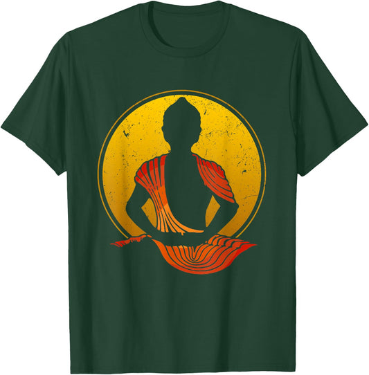 Buddha Vintage Zen Buddhism Yoga Meditation Spiritual T-Shirt - T-Shirt | Forest